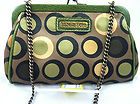 Isabella Fiore Small Purse and Clutch Green and Tan Dot