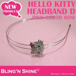 Hello Kitty Double Headband Swarovski Crystal Face Hair band Pink 