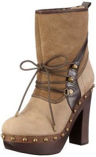 KOOLABURRA Nadine Breva Suede Leather Studded Wooden Clog Boots NEW 
