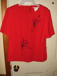 NEW Dressy Womens/Ladies Red Short Sleeve Shirt/blouse/t​op size 6