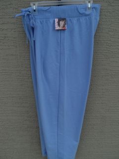 NWT WOMENS HANES FRENCH TERRY BLUE CAPRIS L