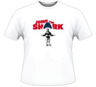 Fonzie Happy Days Jump the Shark Retro TV White T Shirt