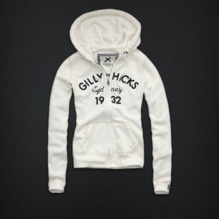 Gilly Hicks by Abercrombie Waverton Hoodie Jacket Sweatshirt Off White 