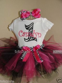 Birthday Tutu Outfit Zebra black and pink Boutique 1st