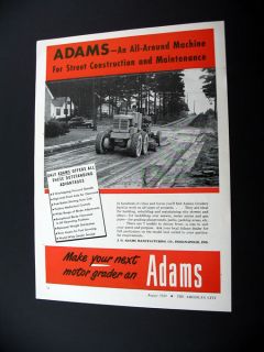 Adams Motor Grader road street construction print Ad