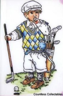   Daddy Boy Golfer Paintbox Poppets Cling Unmounted Haworth Rubber Stamp