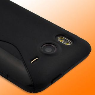 Black Hard Gel Rubber Flexi TPU Case Cover for HTC Inspire 4G Desire 