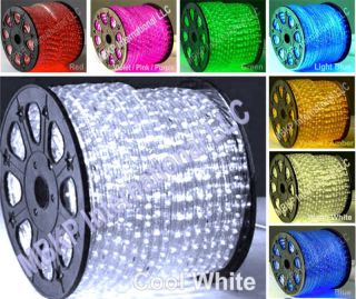 50 Feet 12V LED Rope Lights with 50 Clips  Select red blue yellow 