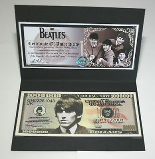 George Harrison/The Beatles   2012   50th Anniversary $1M Banknote 