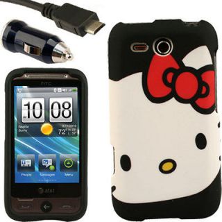 Case+Car Charger for HTC Freestyle Hello Kitty A Cover Skin Holster 