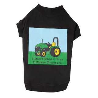 dont chase cars, I chase tractors XS 10L DOG t shirt black Tee pet 