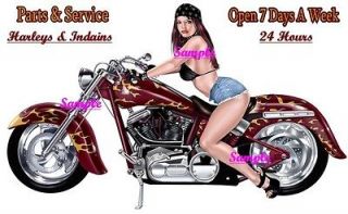 Indian Motorcycle Parts & Service Pinup Girl On Bike Waterslide Decal