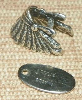  Sterling Silver Charm 3D Indian Head Dress Western Hills Lodge Tag #5O