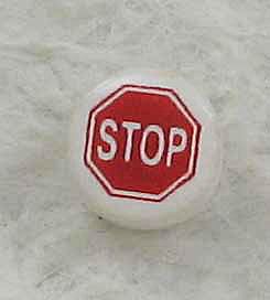 20 Hand Painted Ceramic Beads, Circular Stop Sign Design