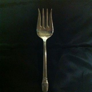 1847 Rogers Bros. First Love pattern. Really UNIQUE MEAT FORK IS