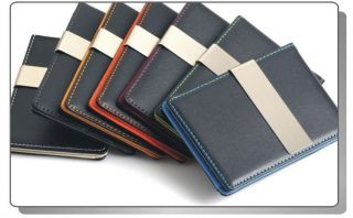 Money Clip Mens European Slim Wallet 7 Color Faux Lather Credit Card 
