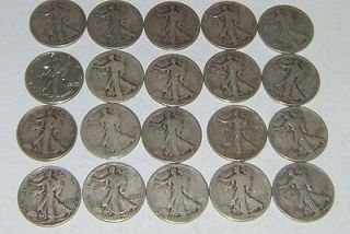   silver Walking Liberty half dollars cull ish $10 face value lot coins