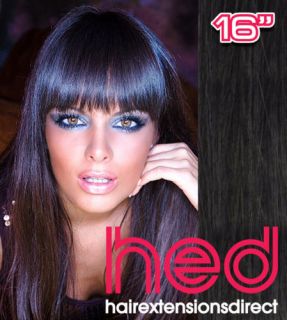 16 REMY HUMAN HAIR EXTENSIONS WEFT # 1B OFF BLACK 100g FOR CLIP IN 