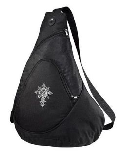 Tribal Cross Embroidered Black Sling Pack Bag backpack