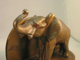 Brass Cast Elephant Bookends Pair Vintage Nice Patina 4.5 Tall x 5.75 