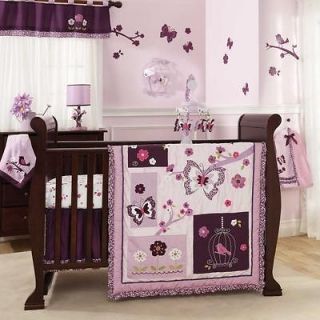 Lambs & Ivy 7 Piece Baby Crib Bedding Set Plumberry Includes Mobile 