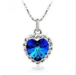 2012 Fashion HEART OF THE OCEAN NECKLACE Czech Blue CRYSTAL HEART+Gift 