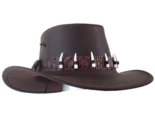 Jacaru Cape York Crocodile Dundee Oiled Leather Hat Brown M