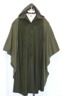 GREEN ~ LODEN WOOL Women Austria Hunting HOODED Trench Jacket Over 
