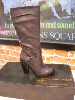 Makowsky Cassidy Black Leather Buckle Detail Boots