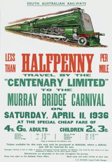 R5 Vintage South Australian Railways Train Travel Poster Re Print A4