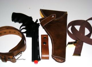 Indiana Jones Raiders Leather Holster with Gun Both Belts & Bull Whip 