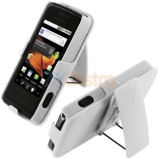 White Slide Case Cover w/ Holster Stand for Samsung Galaxy Prevail 