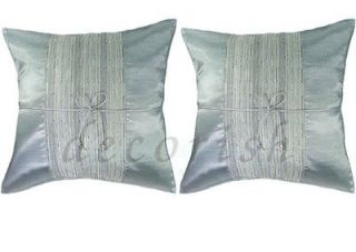 Set 2 Thai Silk Throw Bed Decorative Pillow Cases Cushion Covers Gray 