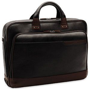 Johnston & Murphy Dividend Leather Slimline Laptop Briefcase Black w 