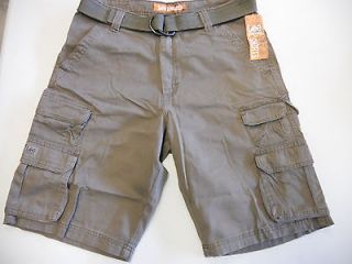 NWT Mens Lee Dungarees Cargo Belted Shorts Walnut Size 34