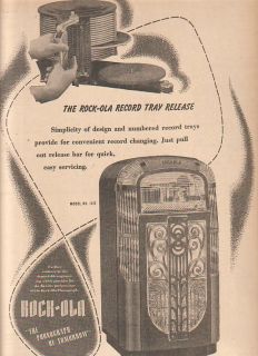 Rock Ola model 1422 phonograph 1946 Ad  record tray release