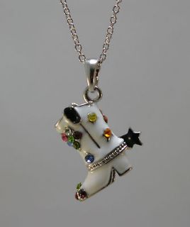 Newly listed WHITE DALLAS TEXAS COWBOY BOOT CRYSTAL CHARM PENDANT 