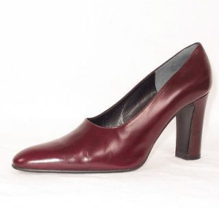 Donna Karan Womens Burgundy Leather High Heels Shoes Sz. 9 AA *Made In 