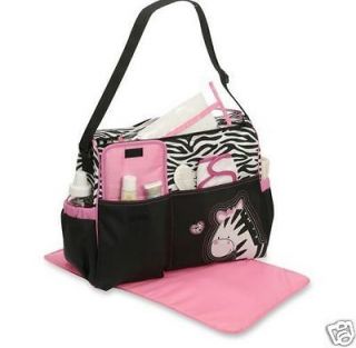 Babyboom Pink Zebra Girls diaper/duffle bag pad Baby Boom Trendy 