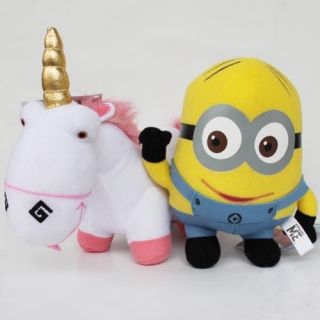 2X Despicable Me Minion Dave and Unicorn Plush Toy Soft Doll Stuffed 
