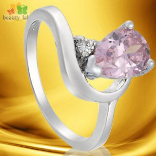 party jewelry PINK SAPPHIRE TANZANITE WHITE gold plated GIFT RING 6 M