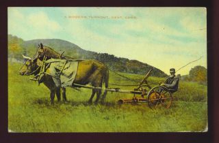 kent ct farmer oxen horse drawn plow used 1915 time