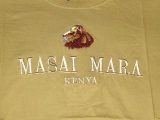 masai mara kenya t shirt khaki green large