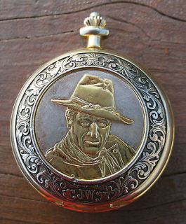 John Wayne Collectors Franklin Mint Pocket Watch 24k plated Quartz As 