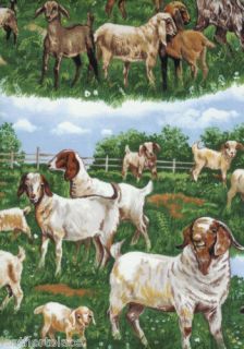 boer nubian kiko goats 100 % cotton quilt fabric bty