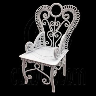 White Wire Queen Ann Coffee Cafe Arm Chair 1/12 Dolls House Dollhouse 