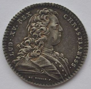 1717 France Ludovig XV VITAT MORI Beautiful Silver Token Jetton Medal 