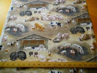 Elizabeth Studio Fabric Farm Animals Pigs Piglets Chickens Quilts 