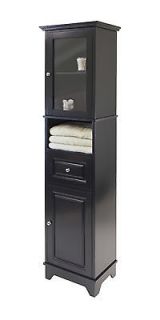 KITCHEN or BATH Tall Cabinet BLACK w/ Glass Door Drawer Storage Extra 