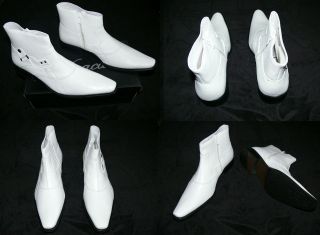 Mens Designer White Zip Leather Casual Cowboy Boots 5 Styles Sizes 